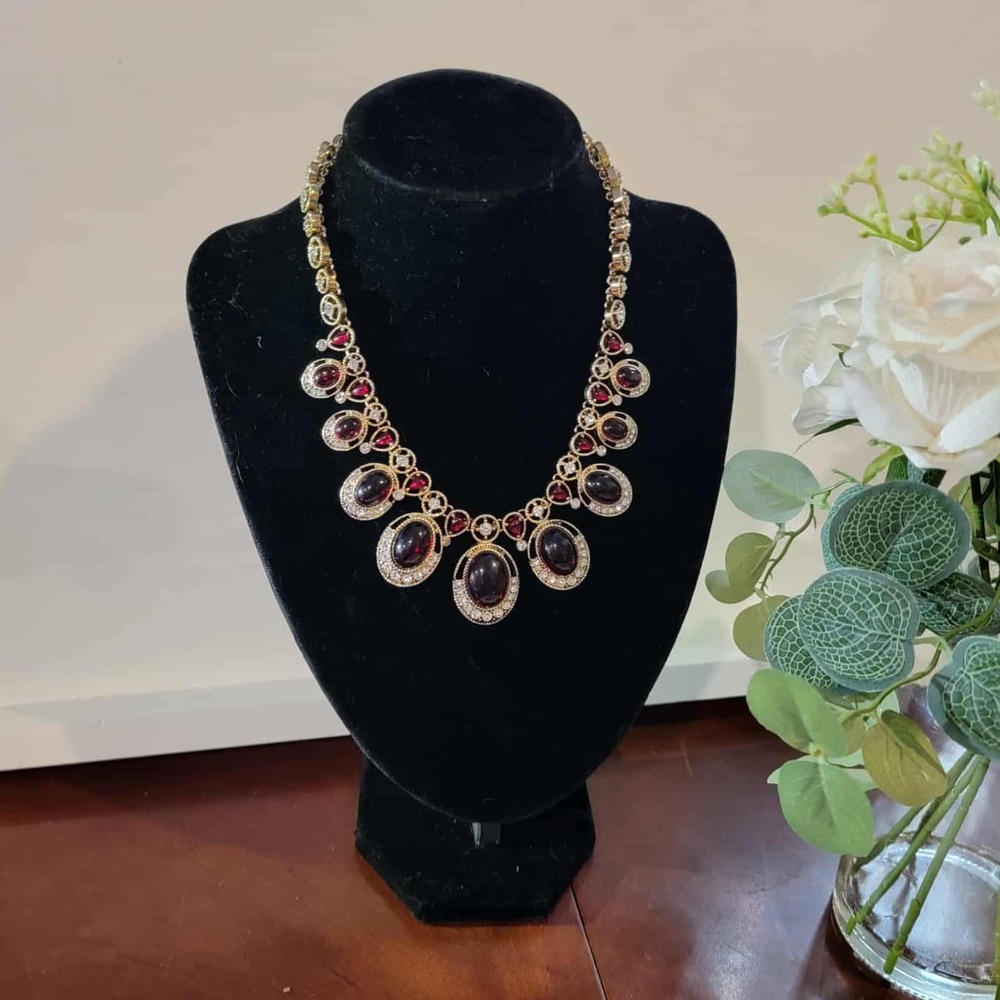 NWT  Gold and Red Statement Piece Necklace